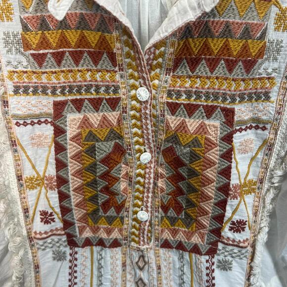 Johnny Was White *Vintage* Rosa Long Sleeve Tunic Blouse Womens S - Picture 3 of 11